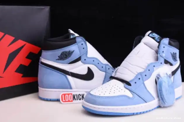Rep RETRO 1 AIR WHITE UNIVERSITY 555088-134 BLUE JORDAN BLACK HIGH 0513